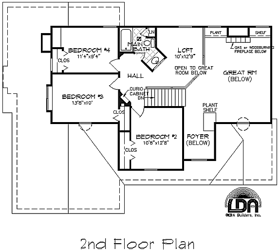 Sunk-in 1st floor master suite with 9' ceiling and optional fireplace. Vaulted master bath. 2 story foyer and great room with 2 story fireplace and plant shelves. Loft overlooking great room and foyer. Vaulted parlor/den. Tray ceiling in dining room. 1st floor laundry. Covered front porch. 2-car garage.