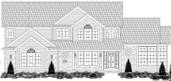 Large great room with cathedral ceiling and 3-sided fireplace. Loft overlooking 2-story dinette and foyer. Vaulted 1st floor study/den with French doors and transoms. 1st floor guest bedroom and bath. Large kitchen with breakfast bar and walk-in pantry. Master suite with cathedral ceiling, 2 walk-in closets, and glamour bath. Tray ceiling in formal dining room. Large covered front porch. 1st floor laundry. 2-car side entry garage with storage.